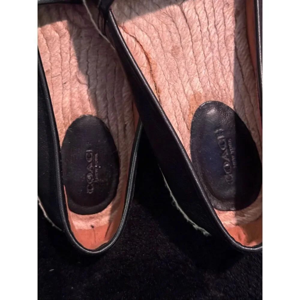 Coach rhodelle espadrille slip pull on sneakers /loafers shoes flats 8B black
